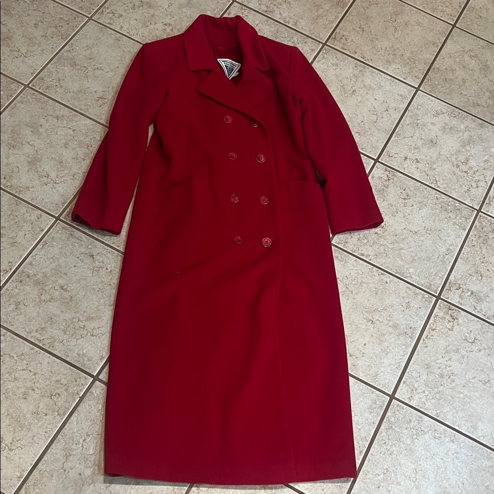 Vintage Lord & Taylor Red Wool Cashmere Coat Double Breasted Women’s Size 6